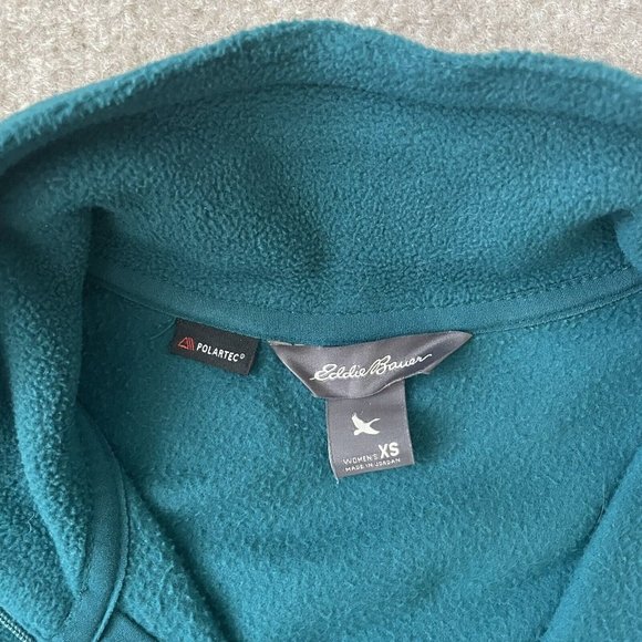 Eddie Bauer Jacket Womens XS Teal Green Fleece Quarter Zip Pullover Lightweight - Picture 3 of 8